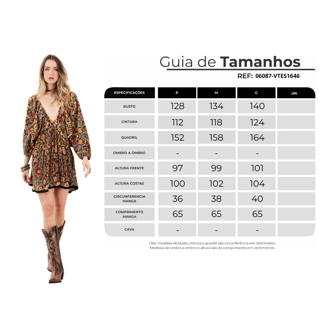 Vestido Curto Estampa Paisley Yacamim C27