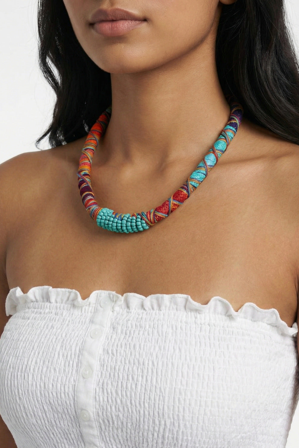 Colar Artesanal De Cordas Coloridas Yacamim #783