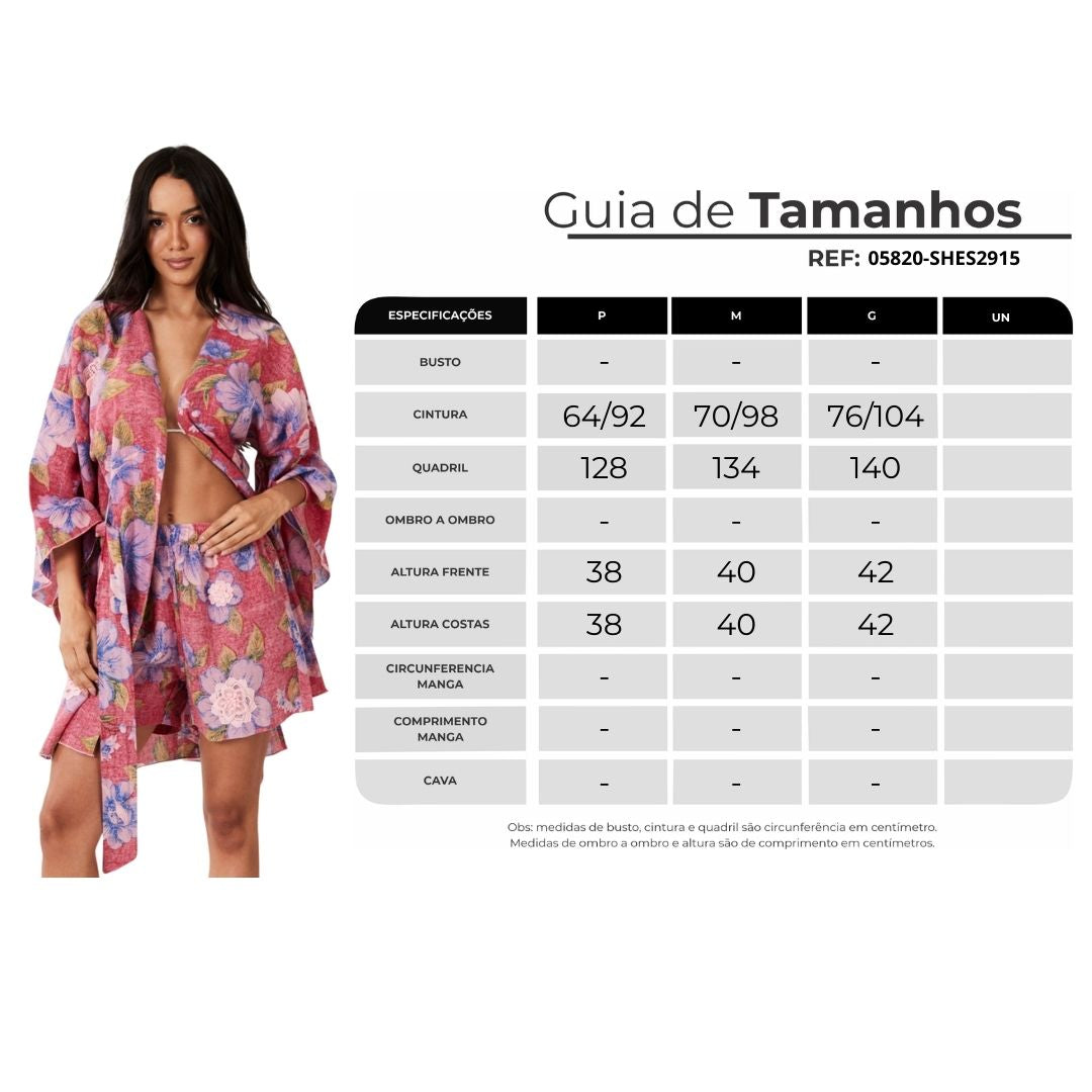 Shorts Paraty 100% Algodão Com Flores Bordadas Vermelho Floral Yacamim R7