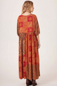 Vestido Longo Patchwork Laranja Yacamim D1