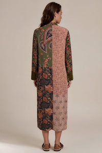 Chemise Longo Com Veludo E Viscolinho Marrom Patchwork Yacamim P9