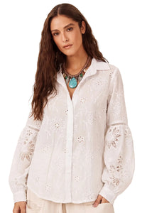 Camisa Broderie Com Entremeios Branca Yacamim A9
