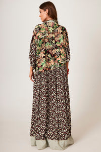Vestido Chemise Longo Estampa Patchwork Verde Yacamim K8