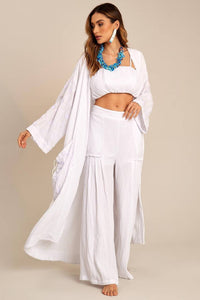 Calça Pantalona De Cintura Alta Branco Yacamim H2