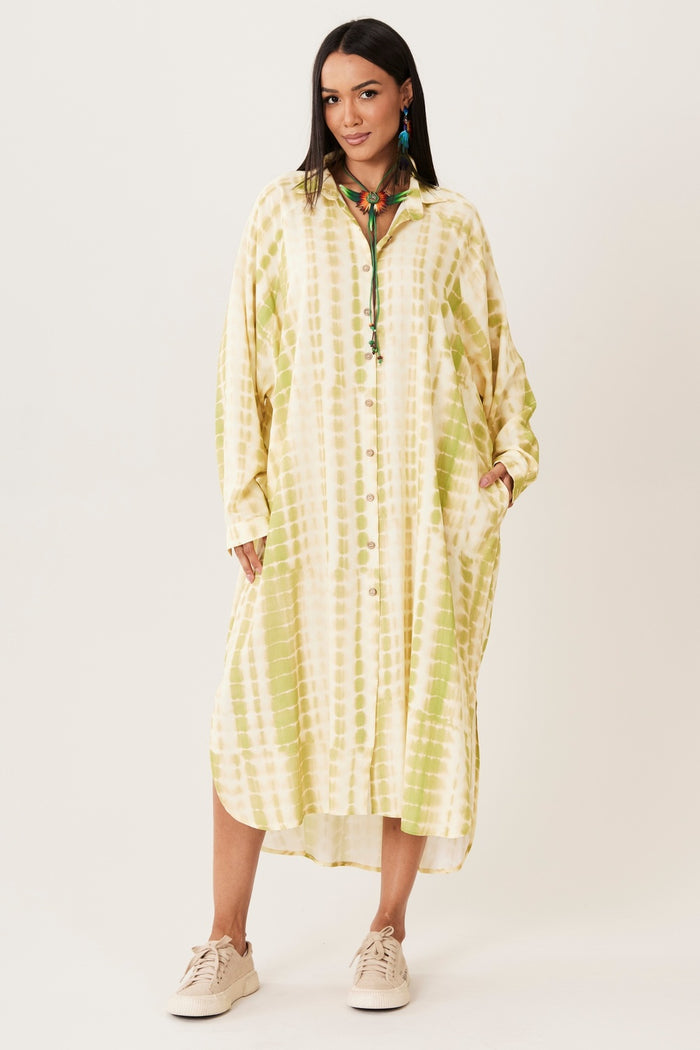 Chemise Midi Verde Tie Dye Digital Yacamim M2