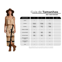 Saia Midi Transpassada Bege Estampada Coleção Peru Yacamim L8