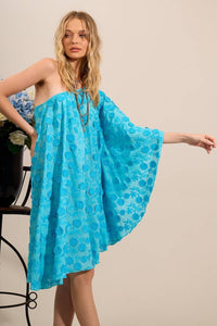 Vestido Curto Um Ombro Só Com Flores Bordadas Azul Yacamim D2