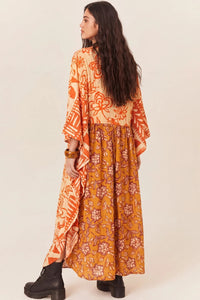 Kaftan Amplo Patchwork Laranja Patchwork Yacamim K9