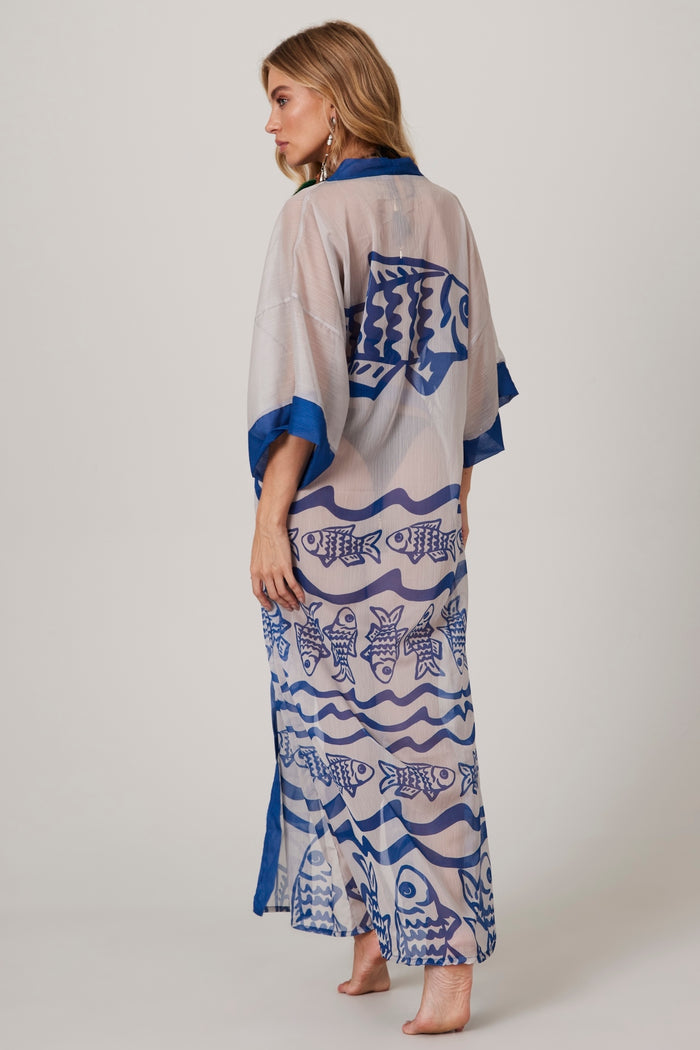 Kimono Longo De Tule Coleção Pira Omomba''e Yacamim K6