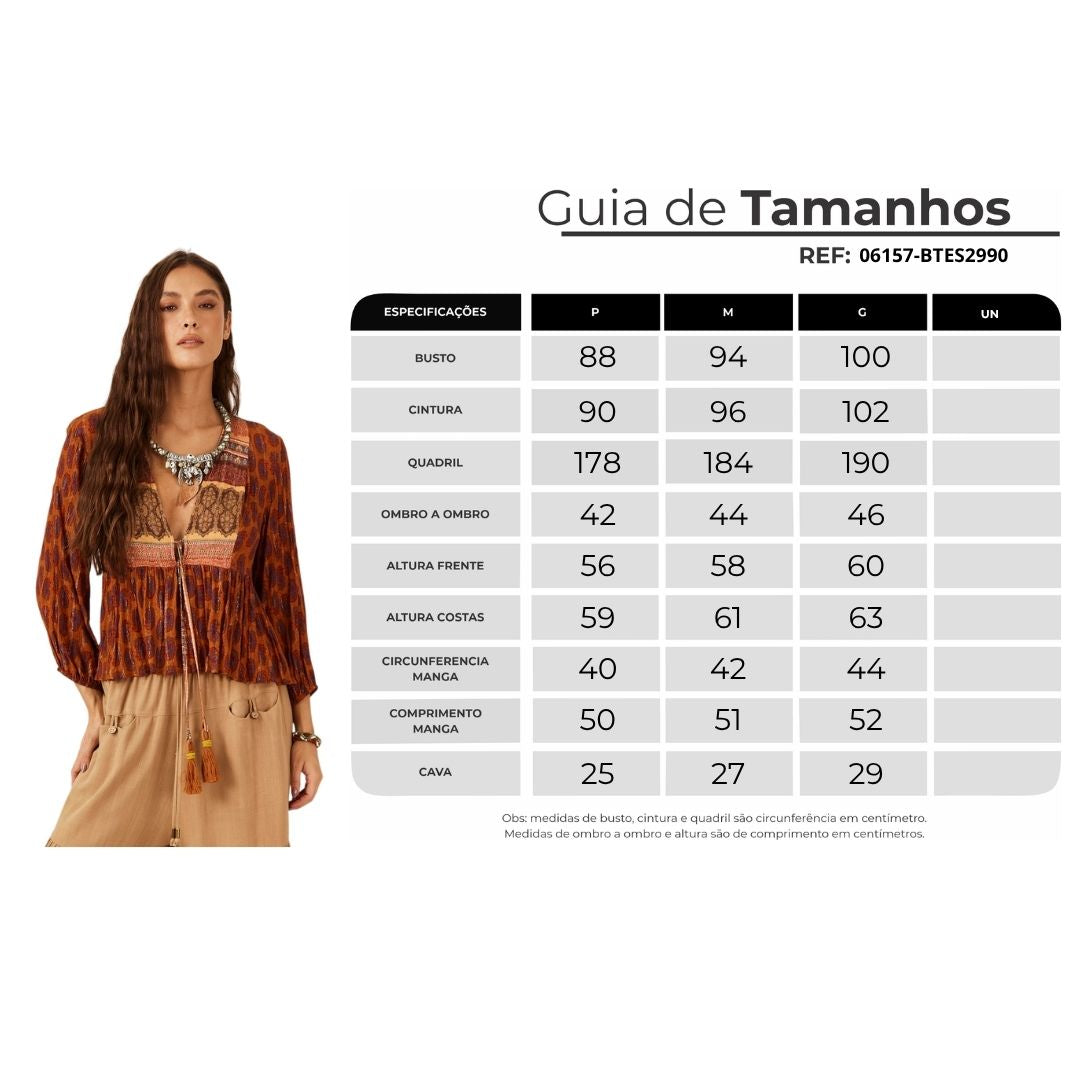Bata Laranja Escuro Estampado Yacamim B5