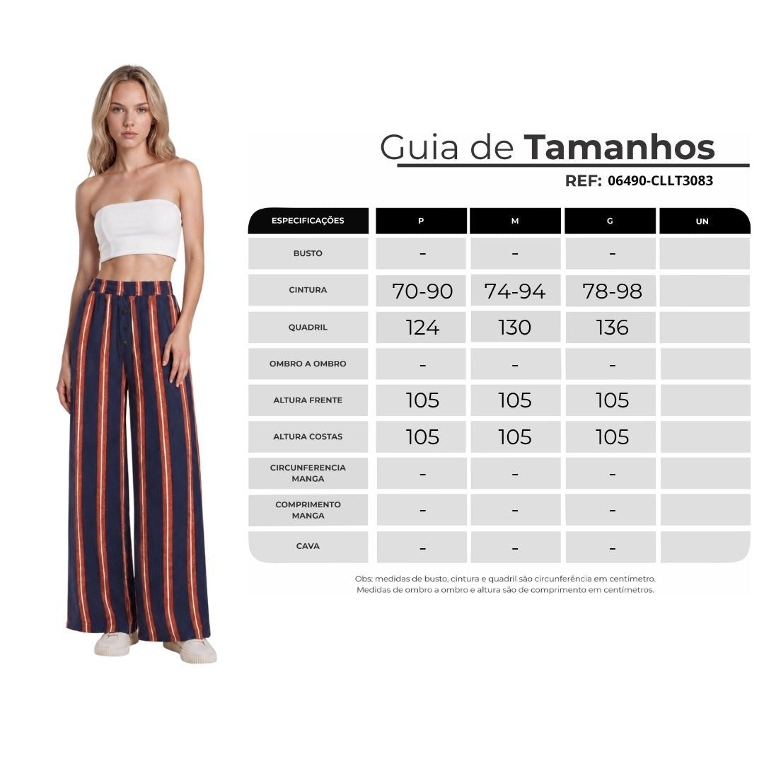 Calça Pantalona Azul Marinho E Vermelha Listrada Yacamim S6