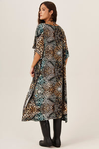 Kaftan Amplo Pavão Animal Print Yacamim I8