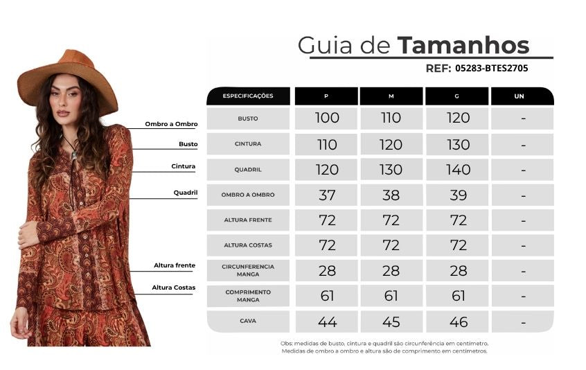 Bata Ampla Com Botões Terracota Estampa Paisley Yacamim B7