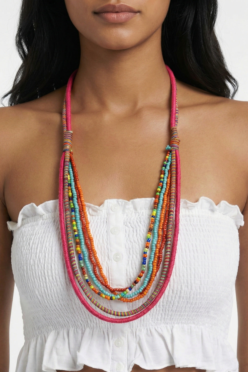 Colar Artesanal De Cordas Coloridas Yacamim #809