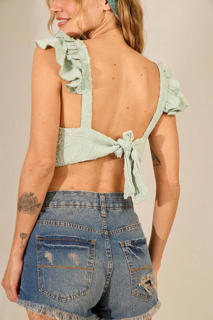 Cropped De Amarração Nas Costas Verde Menta Yacamim F2