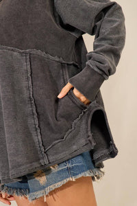 Blusa Ampla Com Mangas Longas De Moletom Grafite Yacamim A31