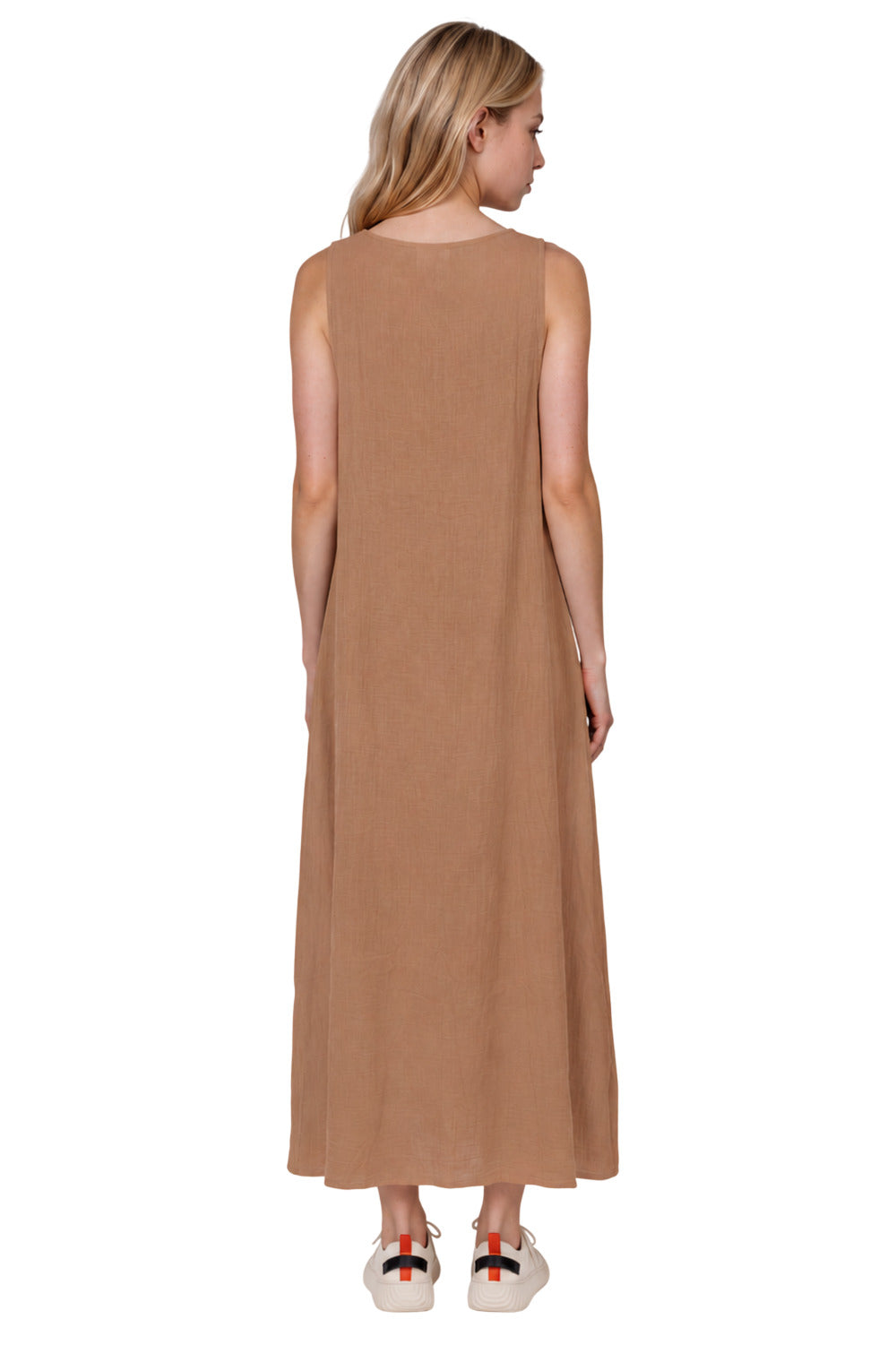 Vestido Regata Midi Com Decote Em V Marrom Yacamim D28