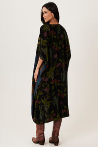 Kaftan Midi Preto E Verde Patchwork Yacamim I5