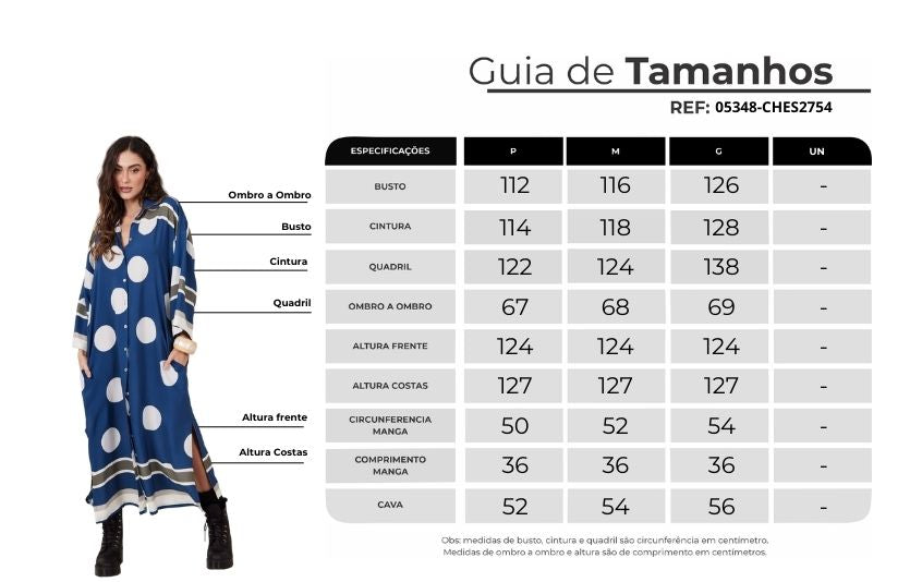 Chemise Midi Amplo Azul Escuro Estampa De Poá Yacamim N8