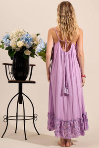 Vestido Mullet De Alças Reguláveis Com Babado Broderie Lilás Yacamim D30