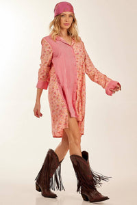 Chemise Composê Rosa Listrado Patchwork Yacamim