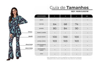 Calça Flare Com Bolsos Azul Estampa Cashmere Yacamim A15