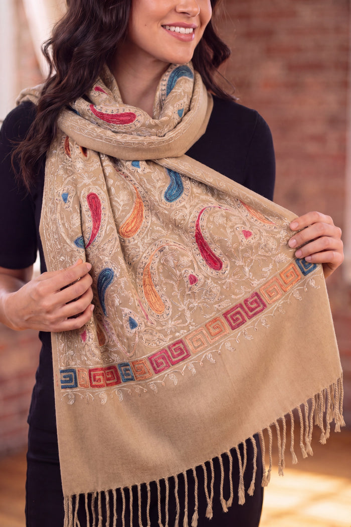 Cachecol Cashmere Marrom Claro Yacamim #1075