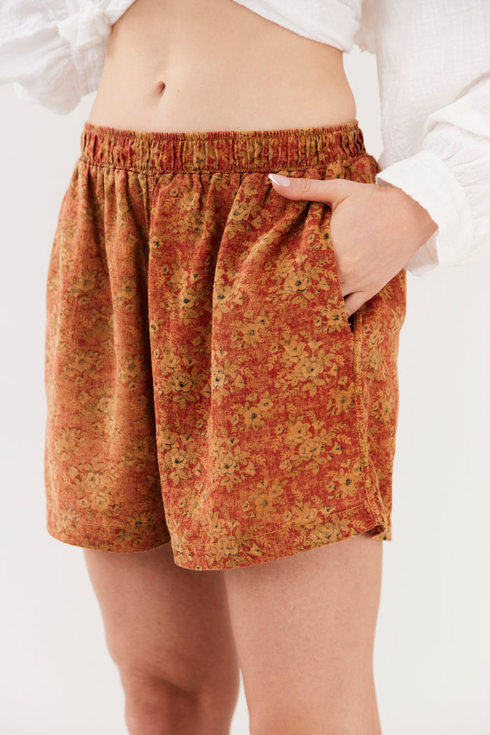 Shorts Paraty 100% Algodão Laranja Estampado Yacamim A3