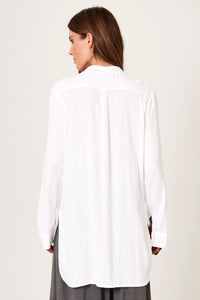 Camisa Alongada Com Barra Arredondada Branco Yacamim A6 Liso