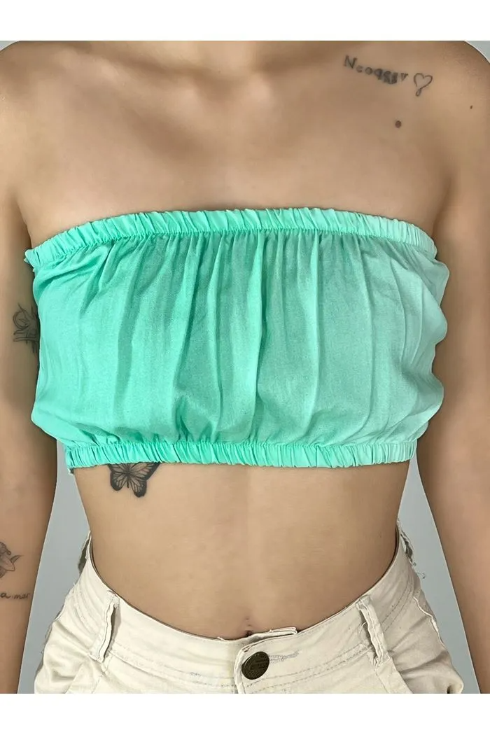 Top Faixa Com Lástex Nas Costas Verde Claro Yacamim F12