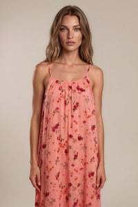 Vestido Midi De Alças Reguláveis Goiaba Patchwork Yacamim C3