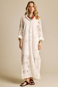 Chemise Longo Broderie Branco Yacamim N4