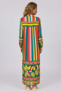 Chemise Longa Com Mangas Longas Estampada Colorida Yacamim M6