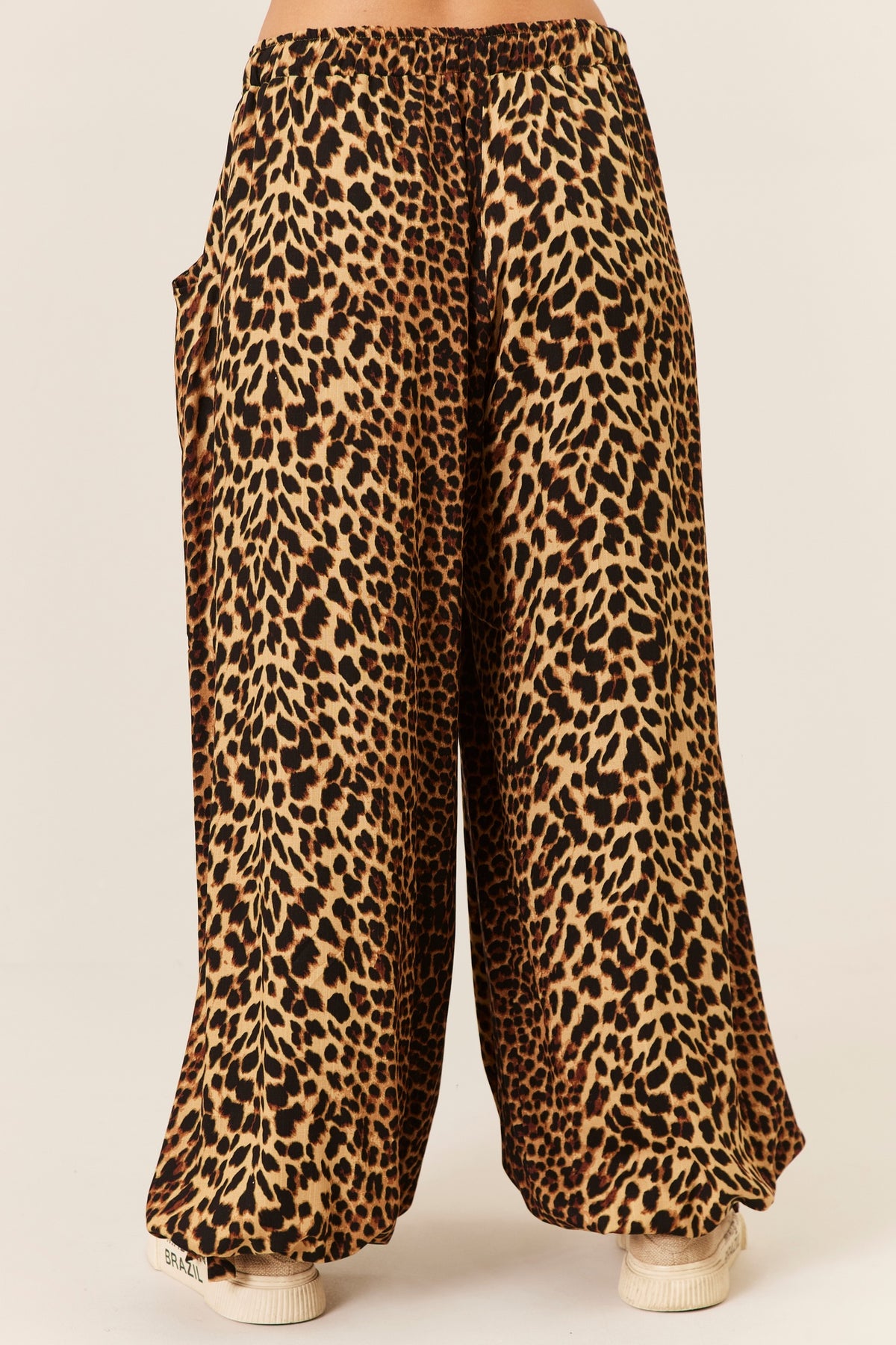 Calça Cintura Baixa Com Cordão Animal Print Yacamim H5