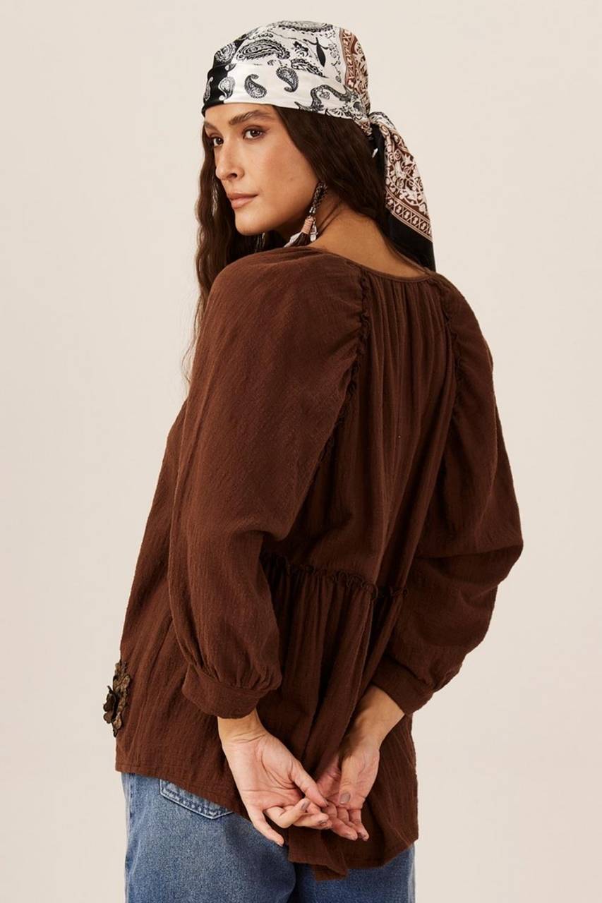 Camisa Gaze Marrakesh Marrom Yacamim S8