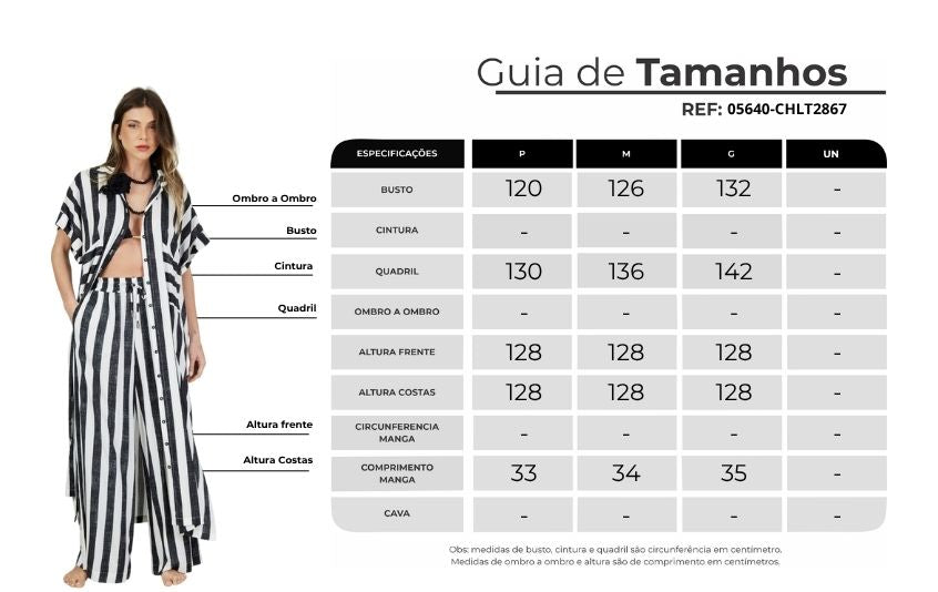 Chemise Longa Listrada Preta E Branca Yacamim A3