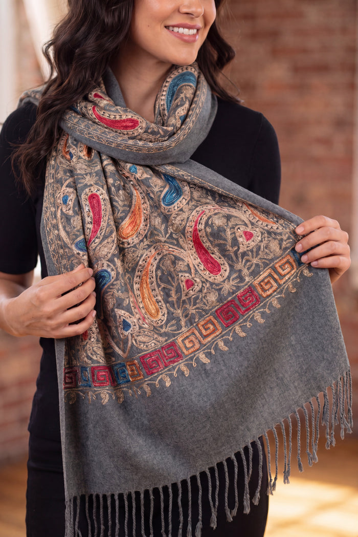 Pashmina Cashmere Cinza Yacamim #1077