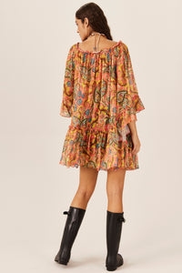 Vestido De Tule Estampa Paisley Yacamim C6