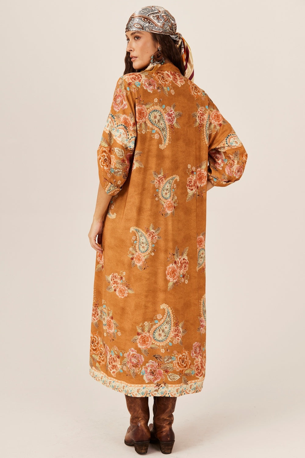 Chemise Midi Mostarda Estampa Paisley Yacamim P5