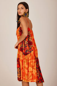 Vestido Curto Com Recortes Laranja Patchwork Yacamim C23