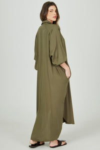 Chemise Longa Ampla Verde Musgo Yacamim P2