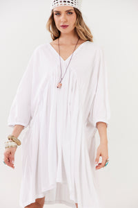 Vestido Curto Com Decote Em V Branco Yacamim E18
