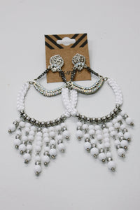 Brinco Artesanal De Miçangas Branco Yacamim #681