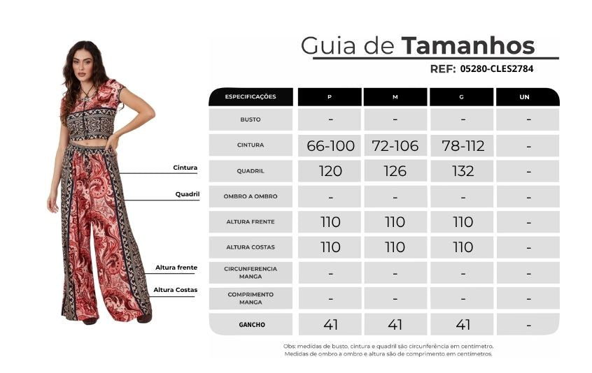 Calça Pantalona Estampa Paisley Yacamim A26