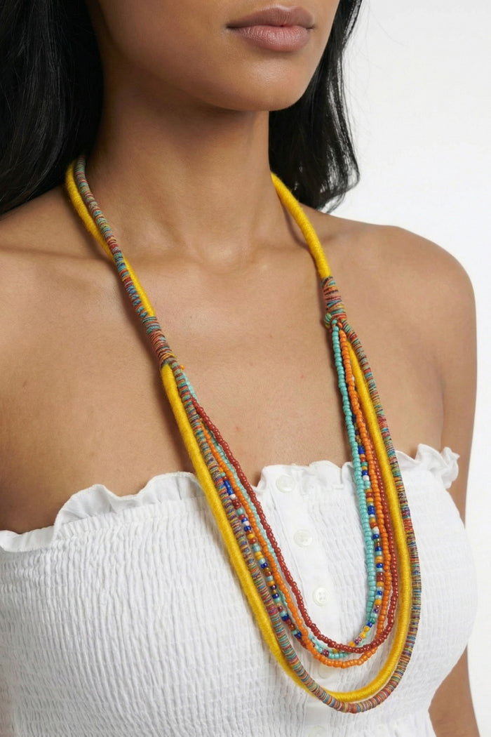 Colar Artesanal De Cordas Coloridas Yacamim #805