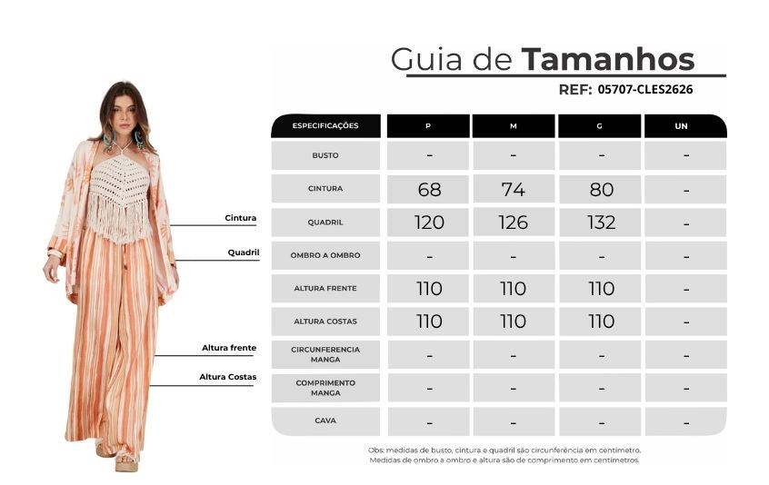 Calça Pantalona Com Bolsos Laranja Listrado Yacamim I8