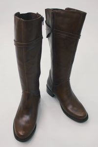 Bota De Couro Cano Longo Firenze Café Yacamim #469