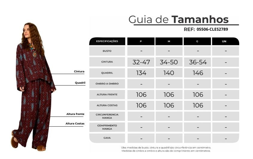 Calça Pantalona Marrom Estampa Paisley Yacamim A21