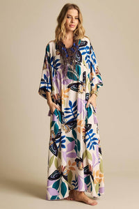 Kaftan Longo Amplo Estampado Yacamim J5