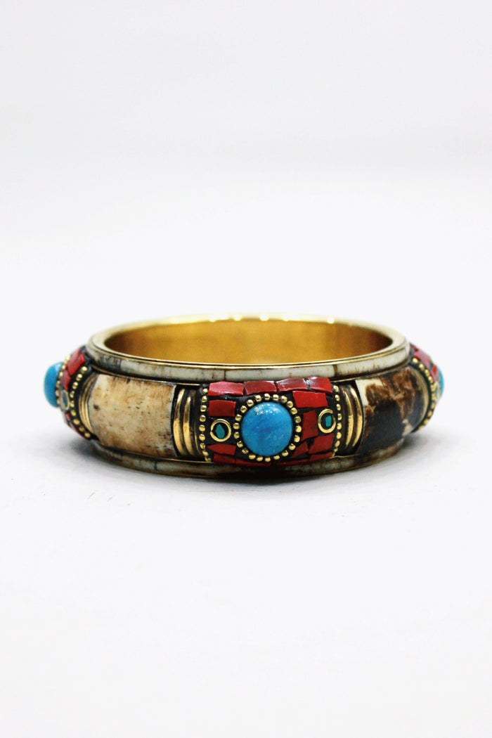 Pulseira Bracelete De Metal Com Pedras Yacamim #458